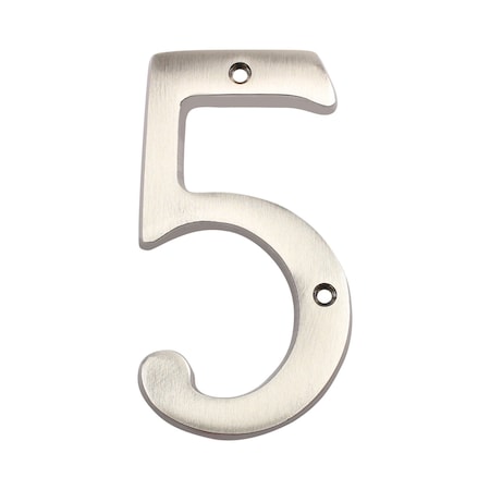 Pamex 4in Heavy Duty House Number # 5 Satin Nickel Finish DD074S5SN